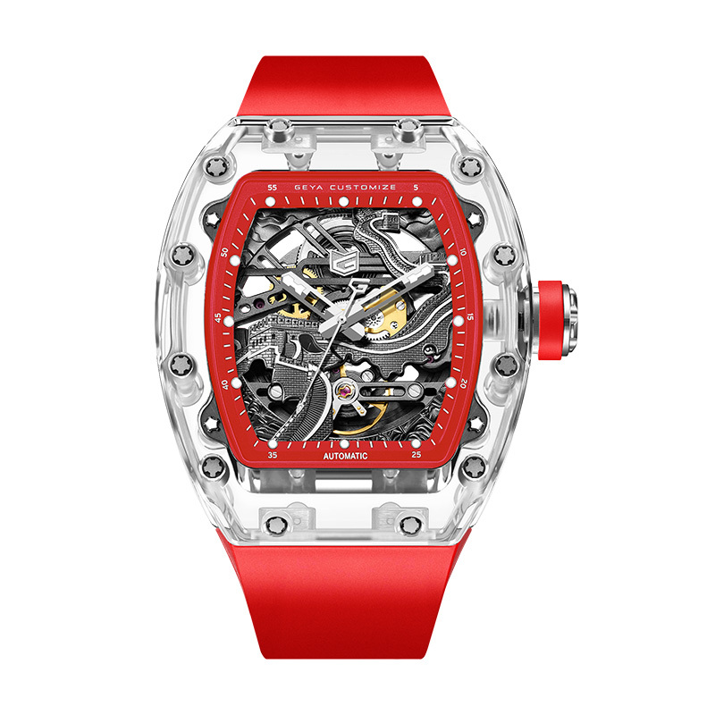 【GEYA 格雅】 長城系列 雙面鏤空 夜光 TR90錶殼 機械 矽膠 手錶  G78191