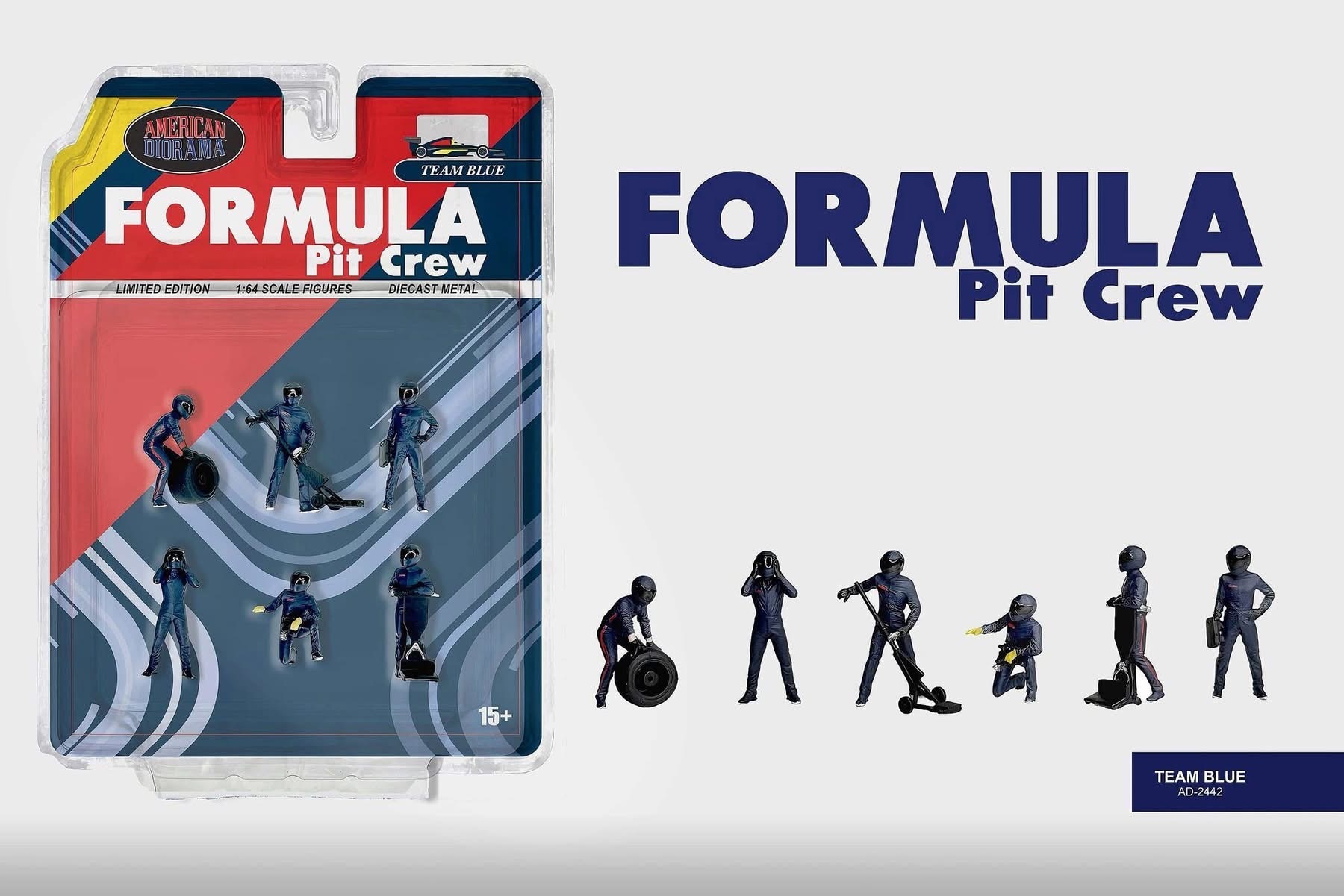 預訂 Pre Order - American Diorama 1/64 Formula Pit Crew Figures – Team Blue (AD-2442)