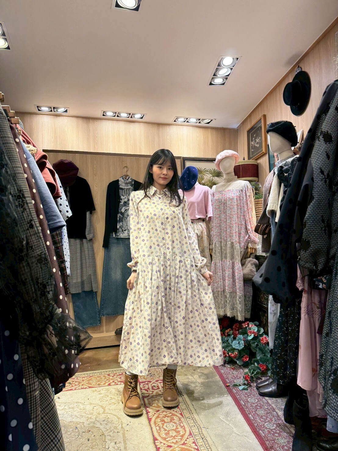 KM5434 紫色牽牛花連身裙