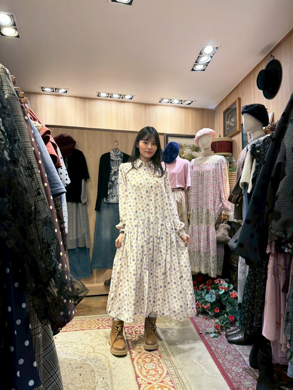 KM5434 紫色牽牛花連身裙