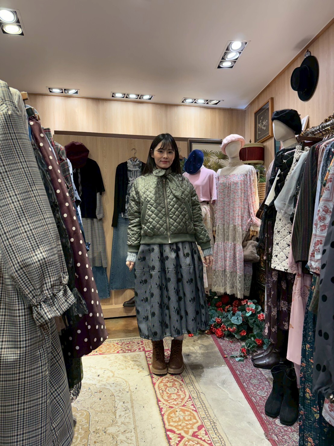 KM5273 打結領菱格紋外套