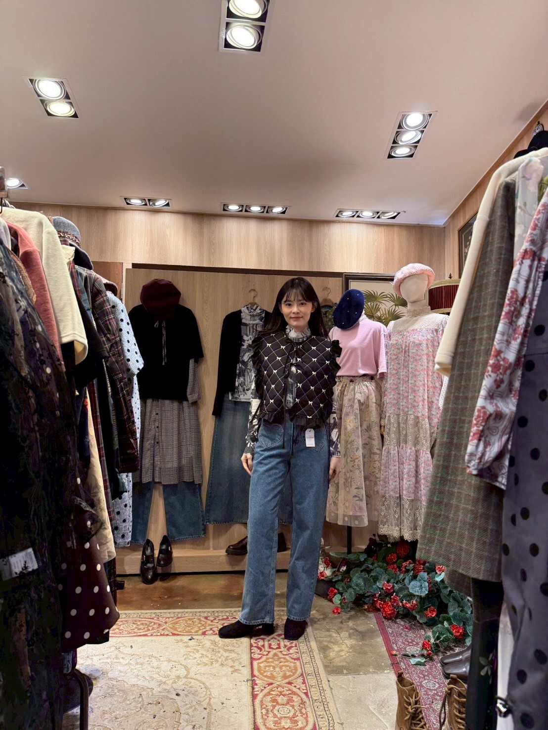 KM5416 心型口袋直筒牛仔褲