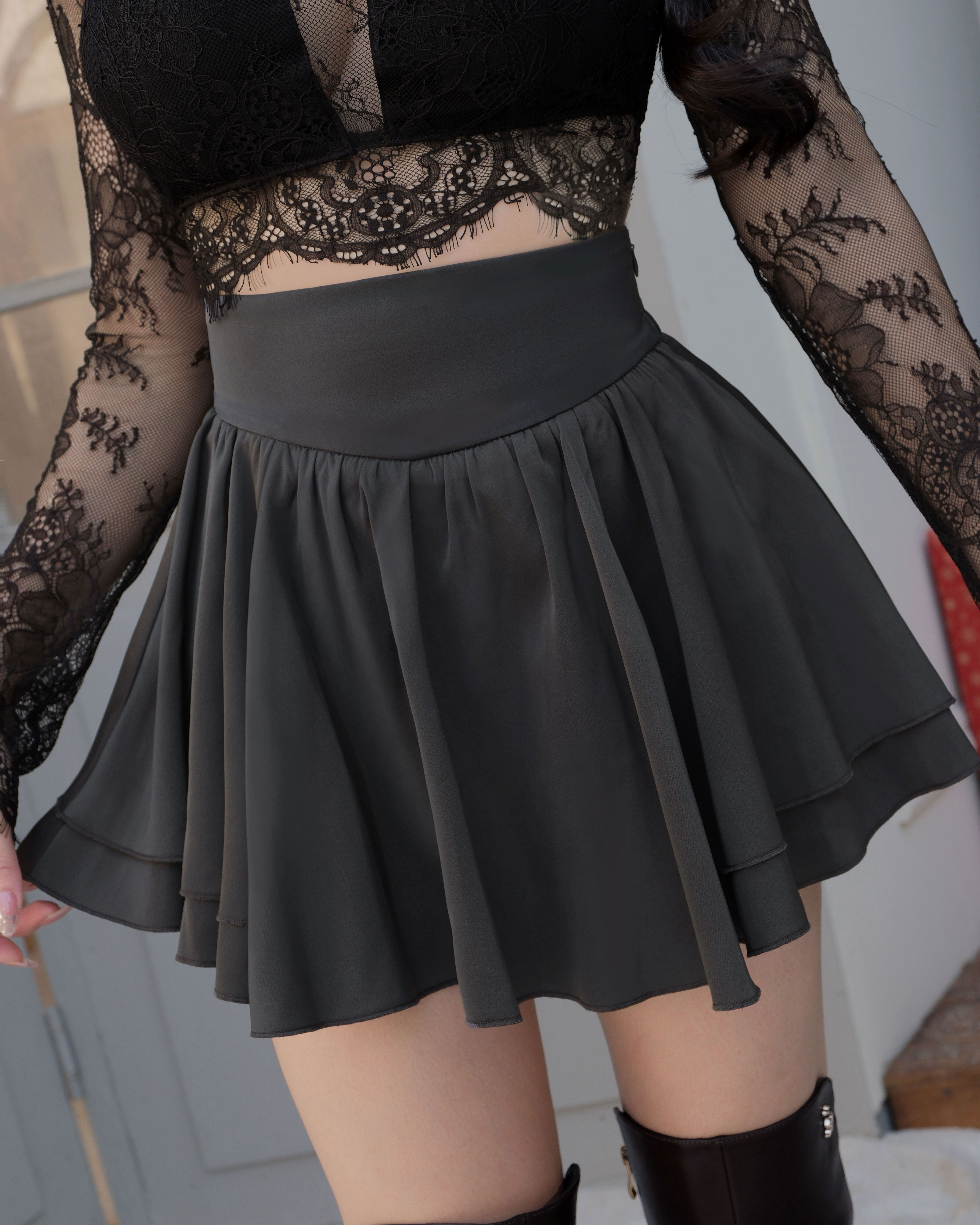 訂製-浪漫多層次抓皺褲裙