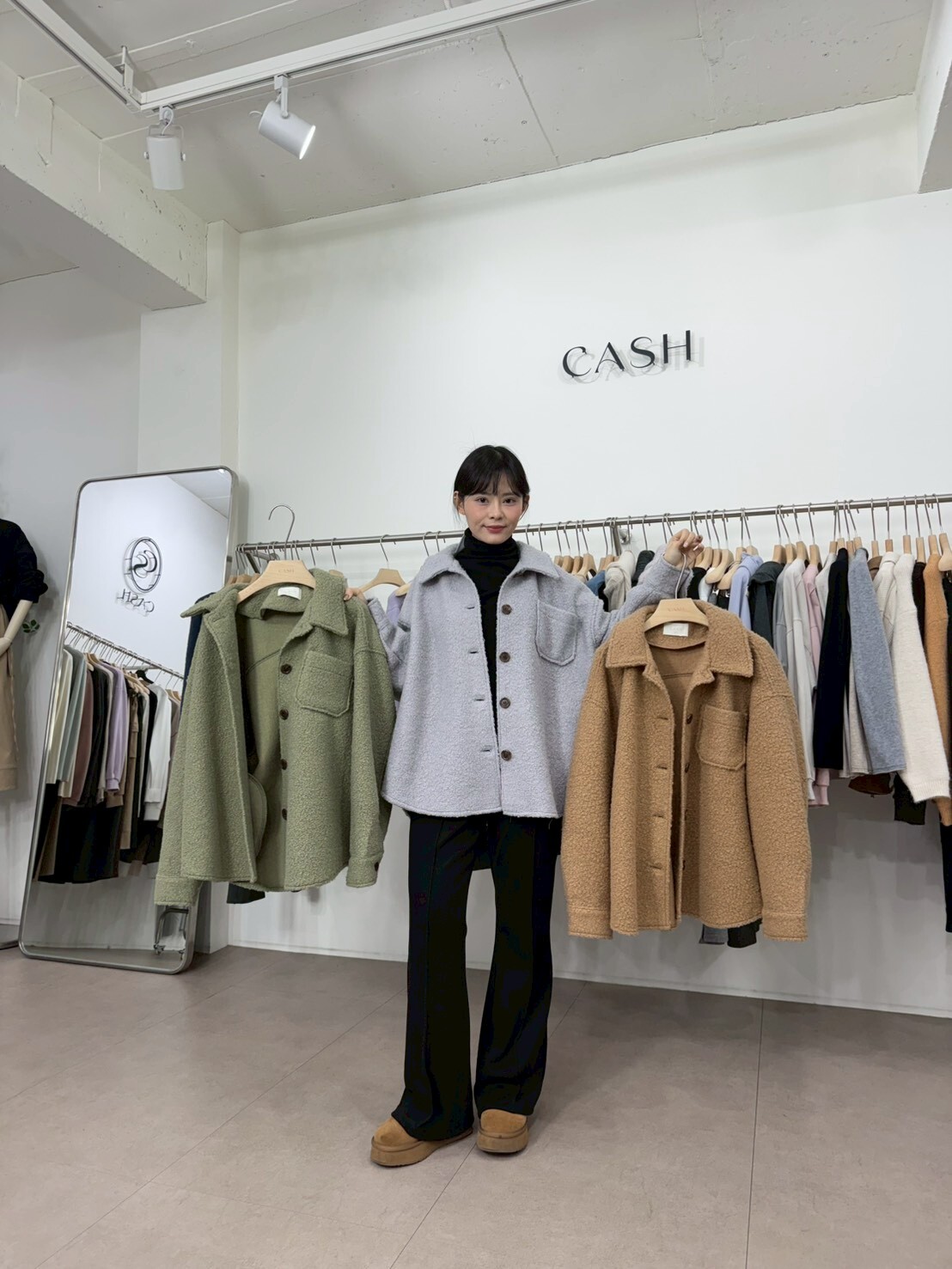 CA5409 羊羔毛翻領排扣單口袋外套 *特價* (優惠碼同充值購物金不適用)