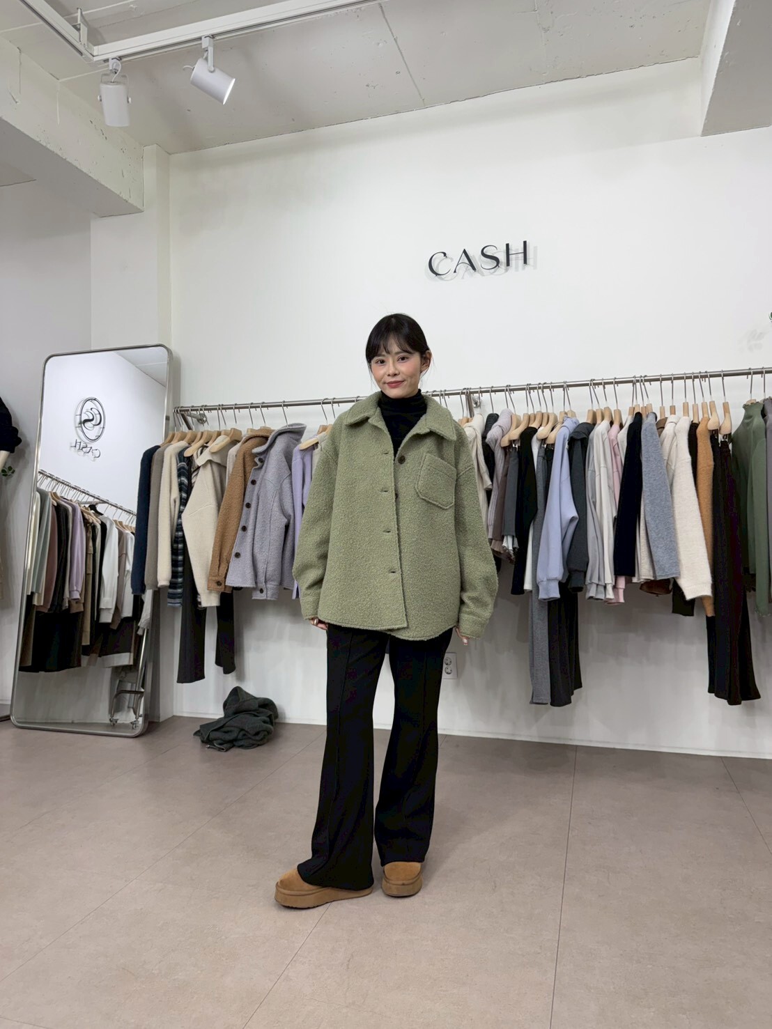 CA5409 羊羔毛翻領排扣單口袋外套 *特價* (優惠碼同充值購物金不適用)