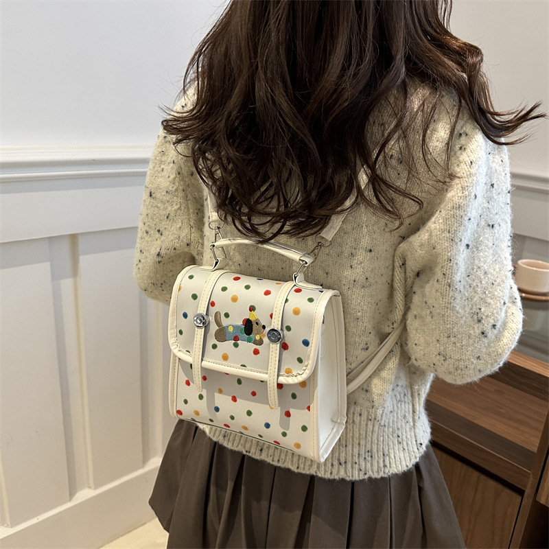 College Style Minimalist Polka Dot Sausage Backpack