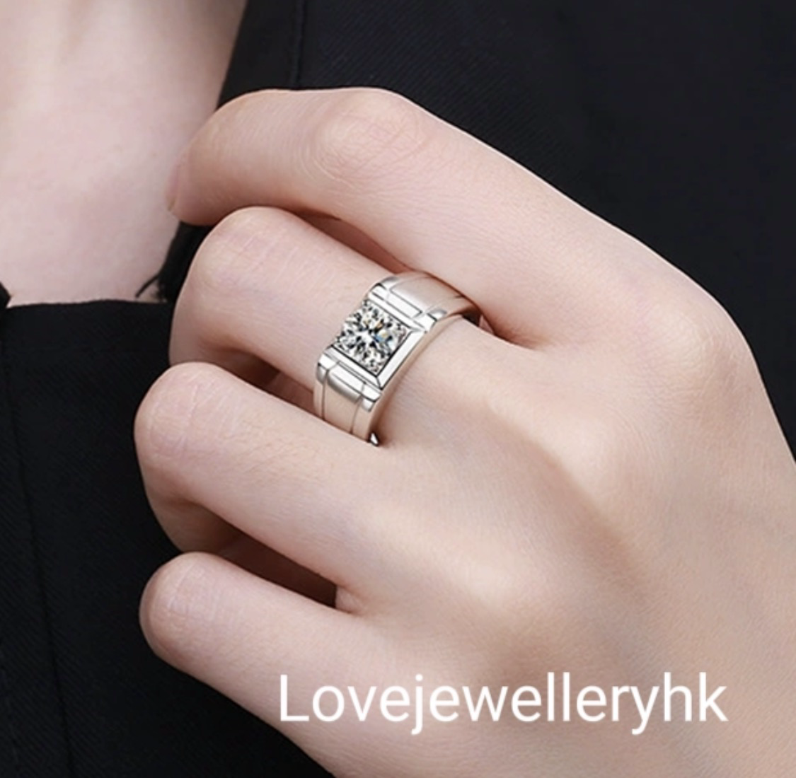 簡約莫桑男戒   R1C070