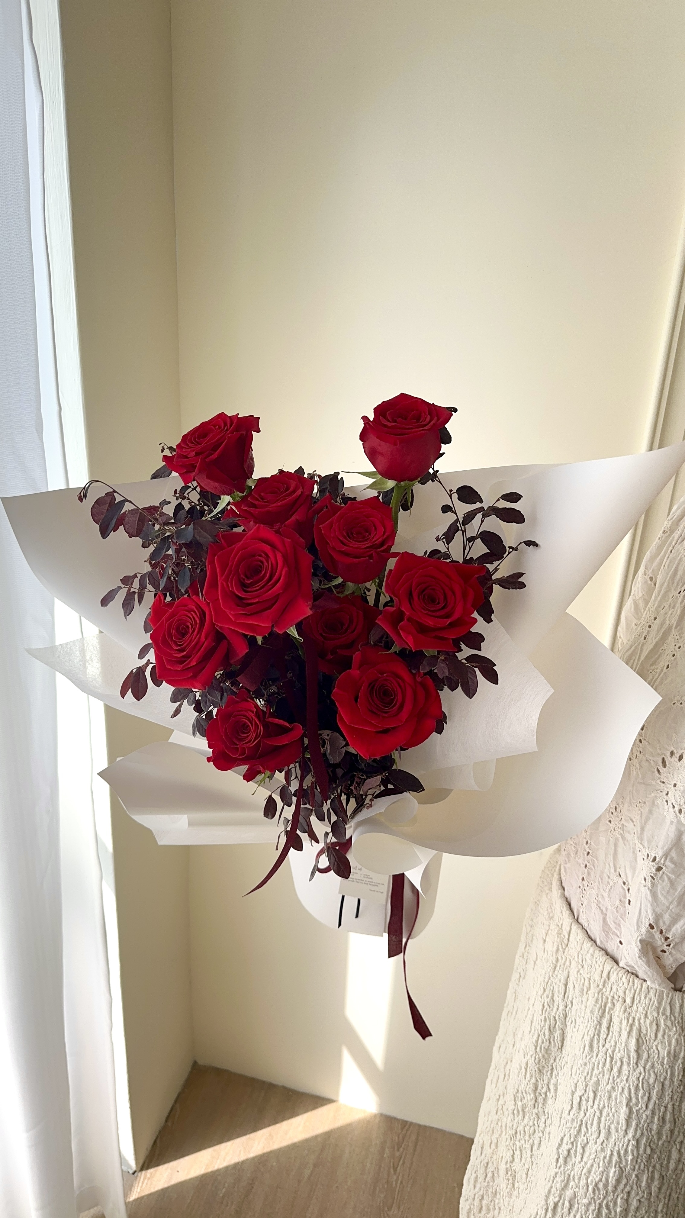 暮影緋心-10支進口紅玫瑰鮮花花束