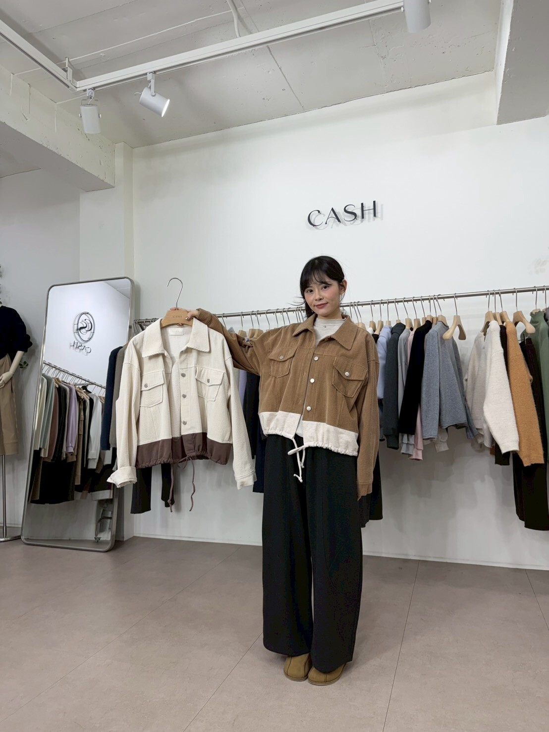 CA5424 撞色坑紋束腰牛仔外套 *特價* (優惠碼同充值購物金不適用)