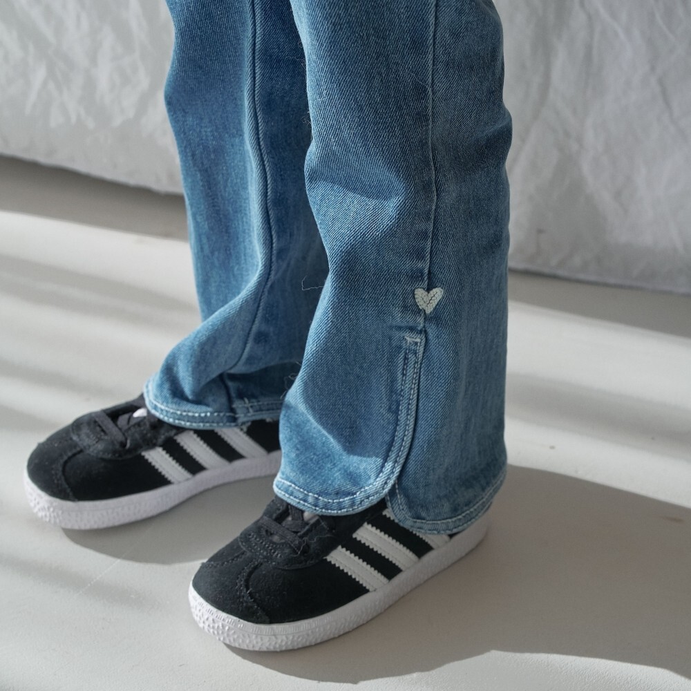 90-150 刺繡愛心小喇叭褲