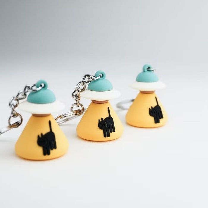 小黃間｜立體矽膠吊飾｜飛碟貓