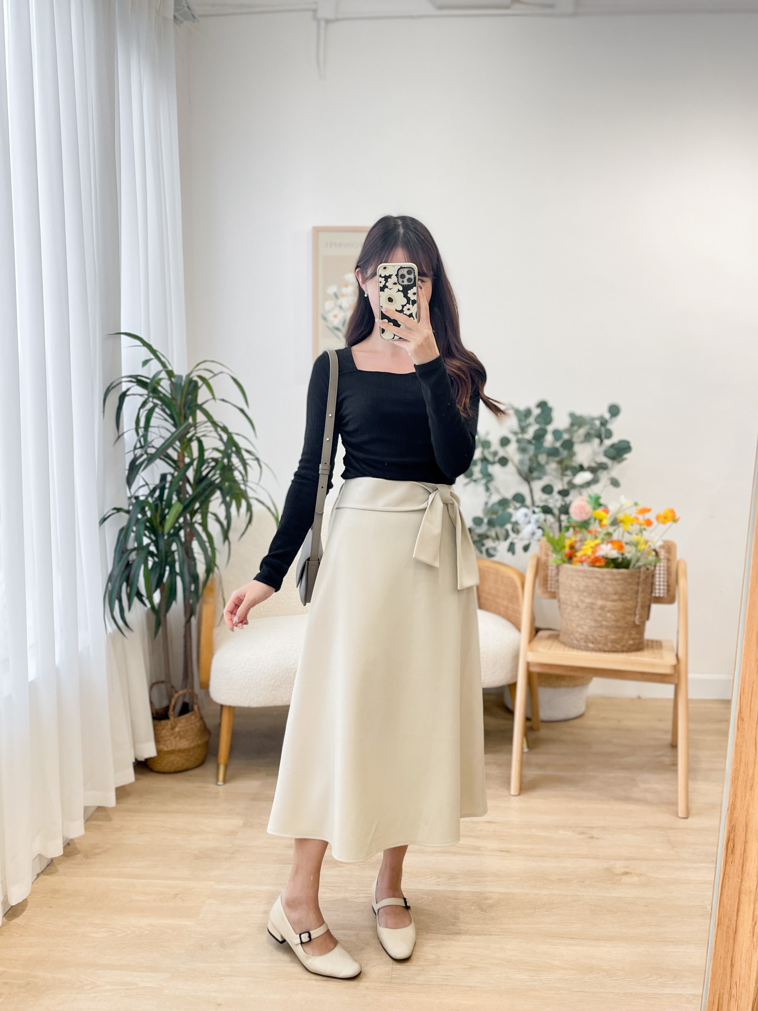 SK594 Bow Tied Long Skirt