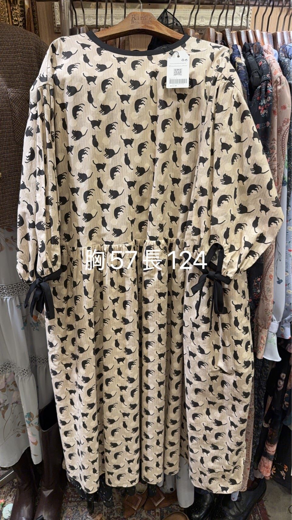 KM5437 小貓圖案橡筋腰連身裙