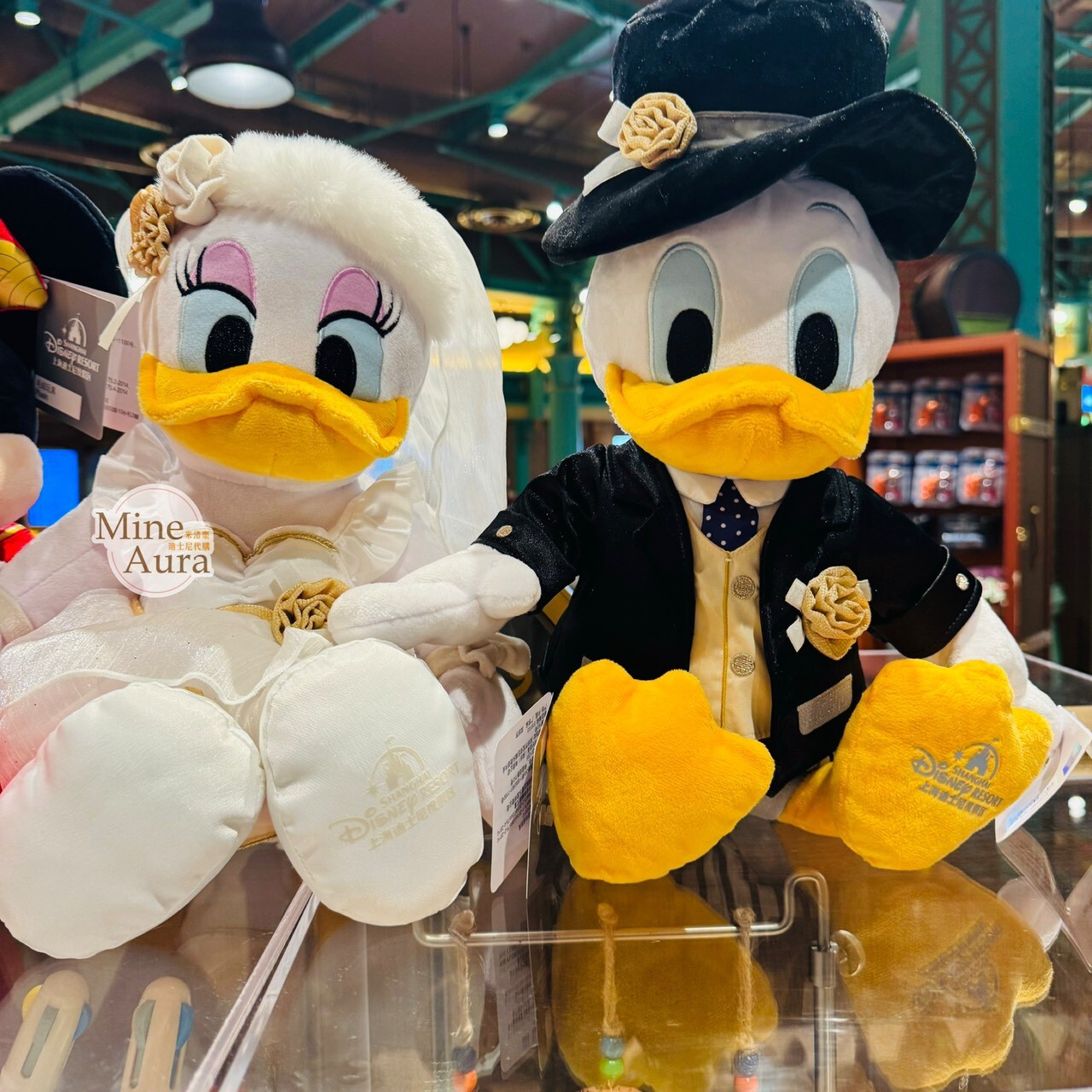 西式婚服新婚 唐老鴨 Donald 黛西 Daisy 娃娃 玩偶 壓床玩偶 禮服造型 -上海迪士尼樂園
