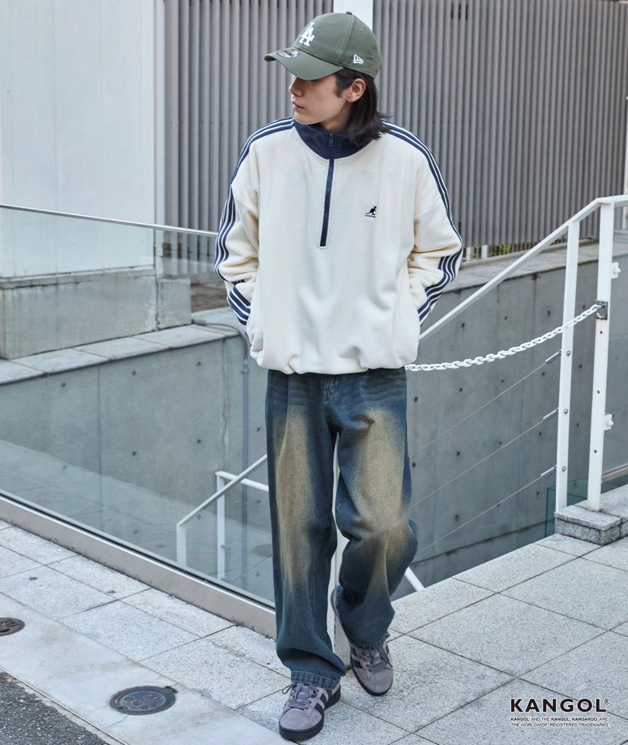 【預購】JN0124101 KANGOL 限定半拉鍊刷毛衛衣