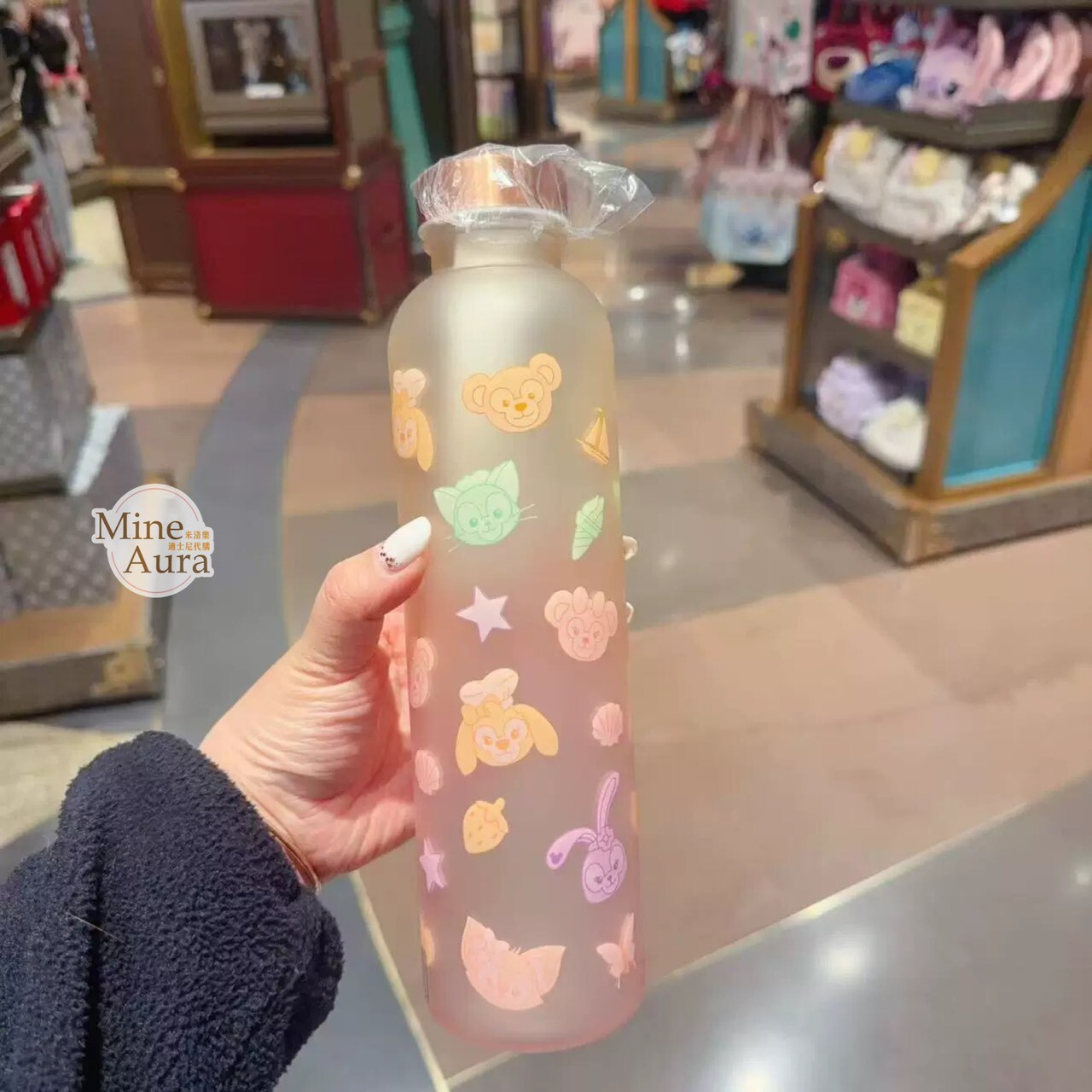 達菲 Duffy 與好友們 繽紛糖豆系列 滿版大頭 圖案 水壺 -上海迪士尼樂園