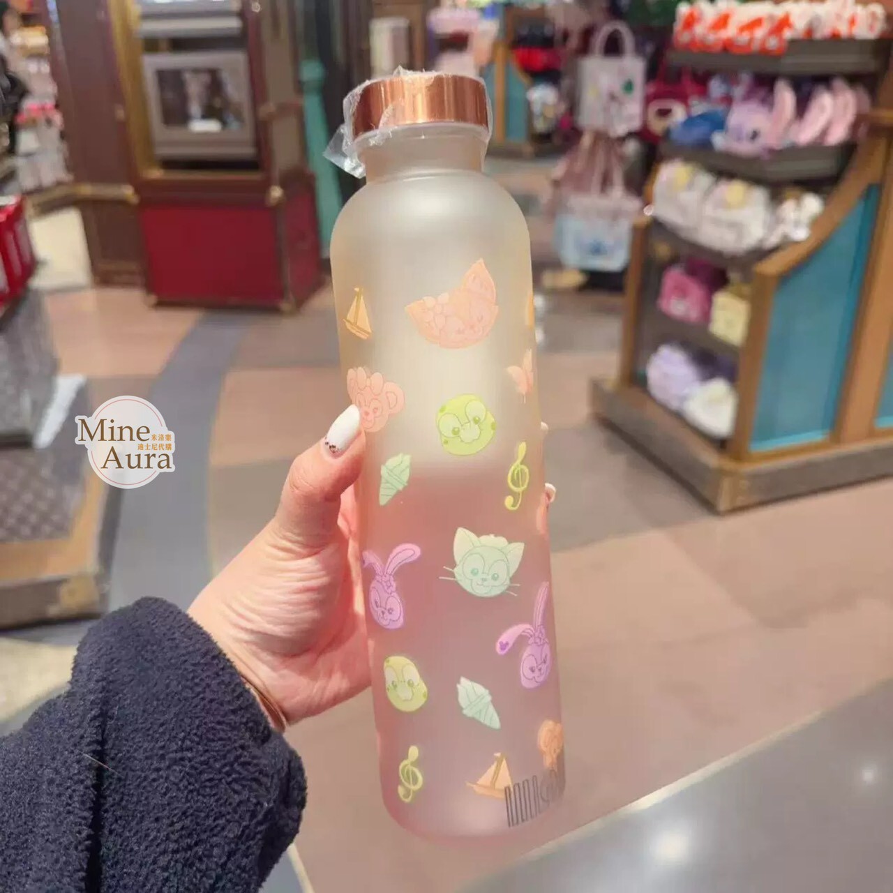 達菲 Duffy 與好友們 繽紛糖豆系列 滿版大頭 圖案 水壺 -上海迪士尼樂園