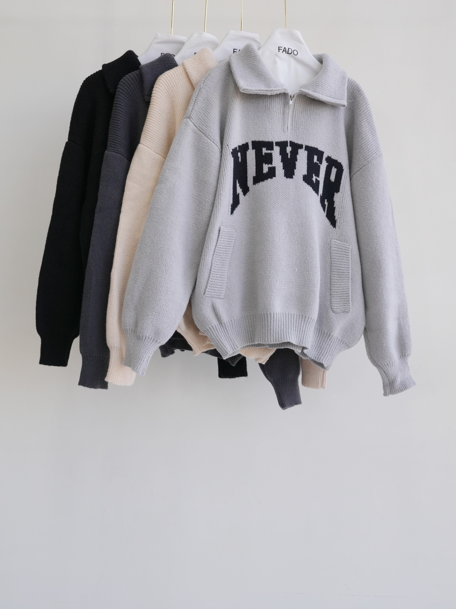 法朵Fado shop｜NEVER半拉鍊針織衫 0114060 四色