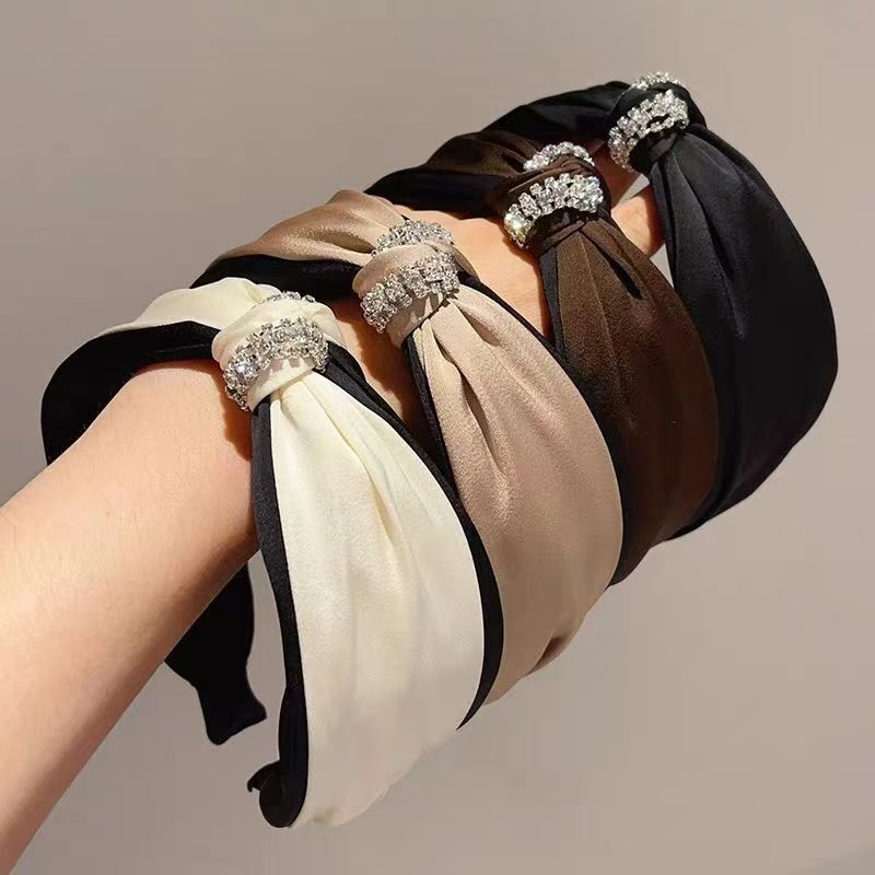 Korean Chic Satin Crisscross Rhinestone Headband