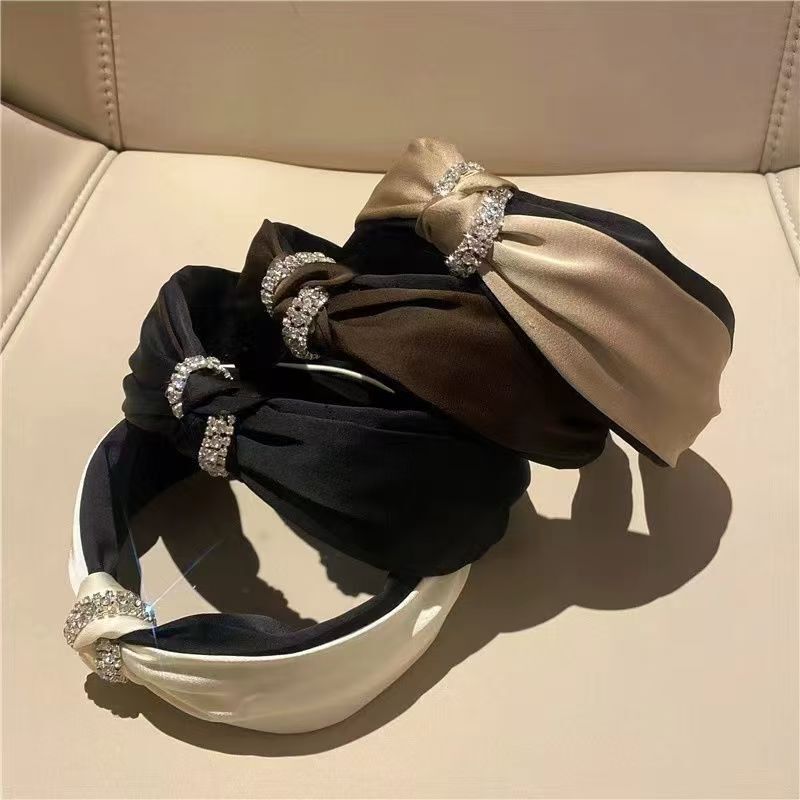 Korean Chic Satin Crisscross Rhinestone Headband