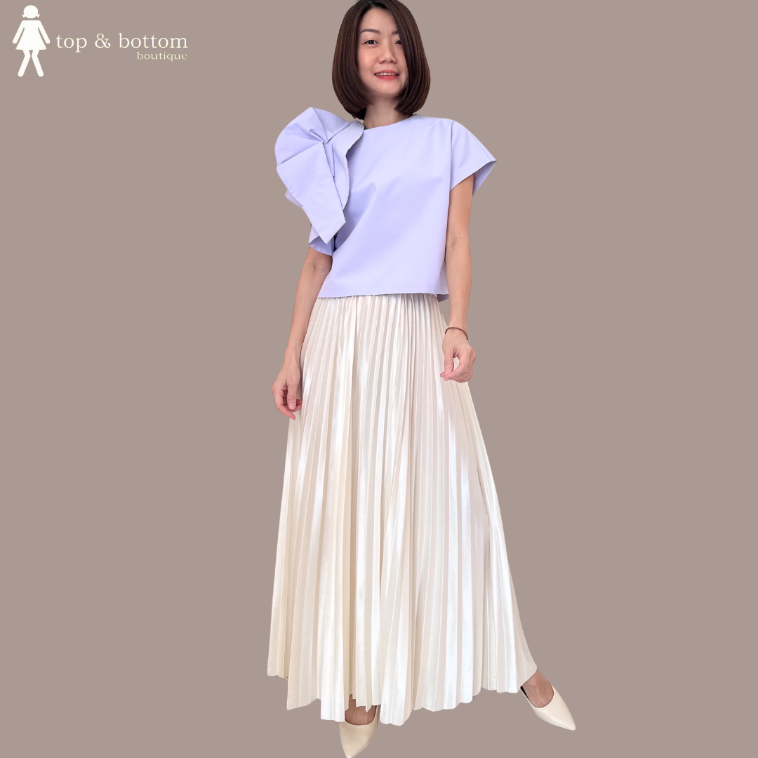 V SLEEVE SOLID SHORT BLOUSE WITH RUFFLES