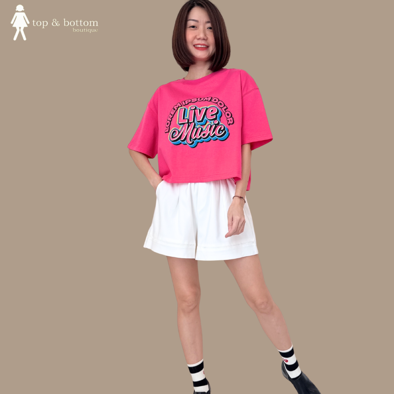 SHORT SLEEVE WORDING CROP TEE