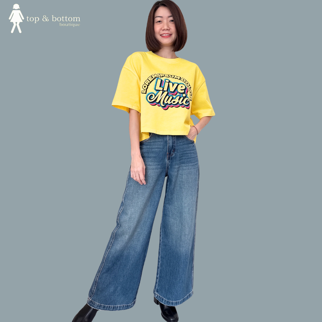 SHORT SLEEVE WORDING CROP TEE