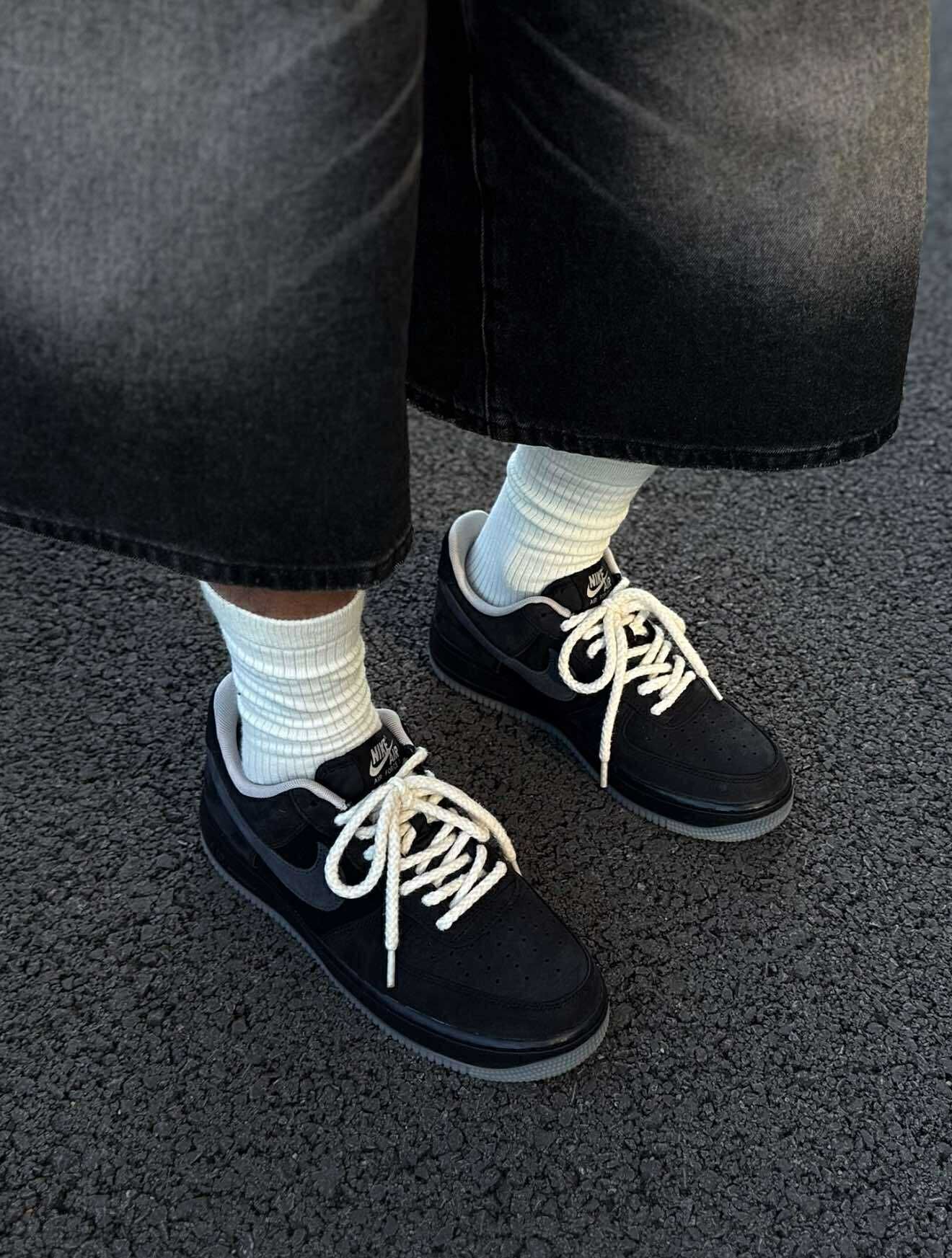 Nike Air Force 1 麂皮 黑灰 果凍底 休閒鞋 IQ9791-001