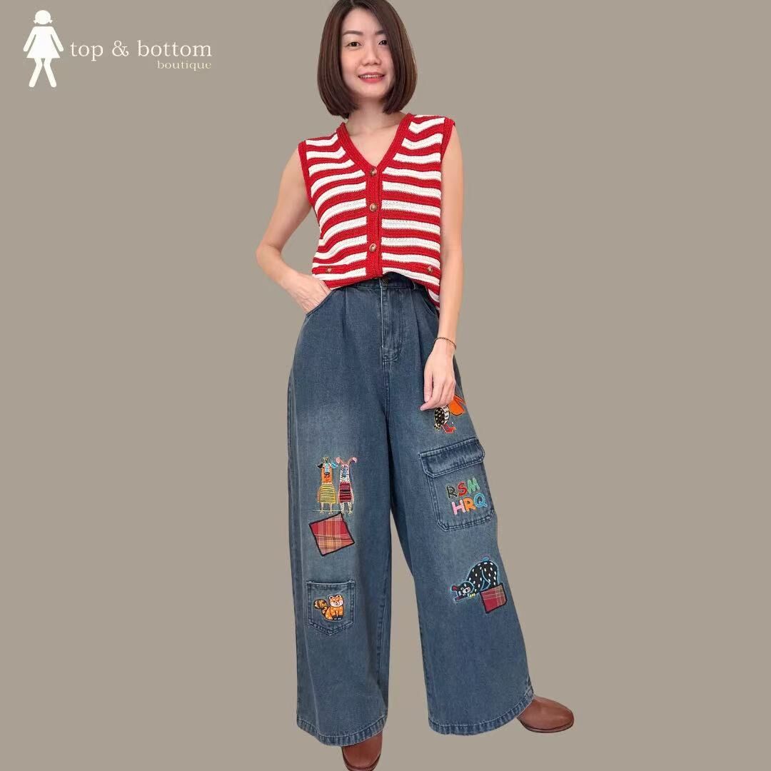 SLEEVELESS STRIPED KNIT BUTTON BLOUSE