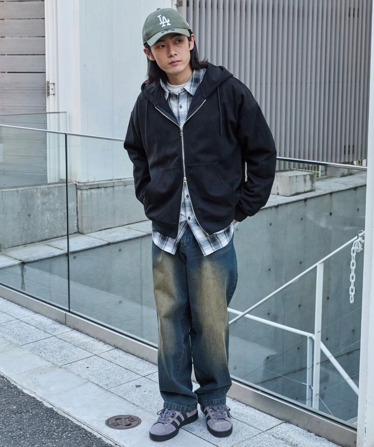 【預購】JN0124102 MONO-MART 仿麂皮絨內刷毛大版型雙拉鍊連帽外套