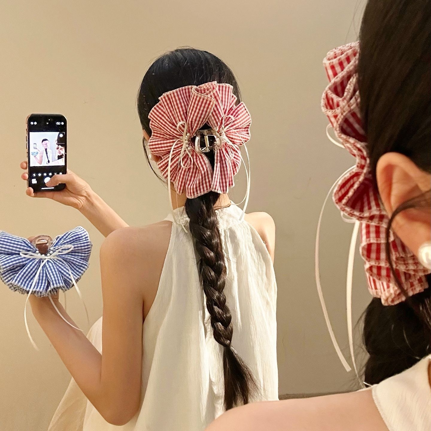 Autumn & Winter Plaid Bow Hair Claw Clip