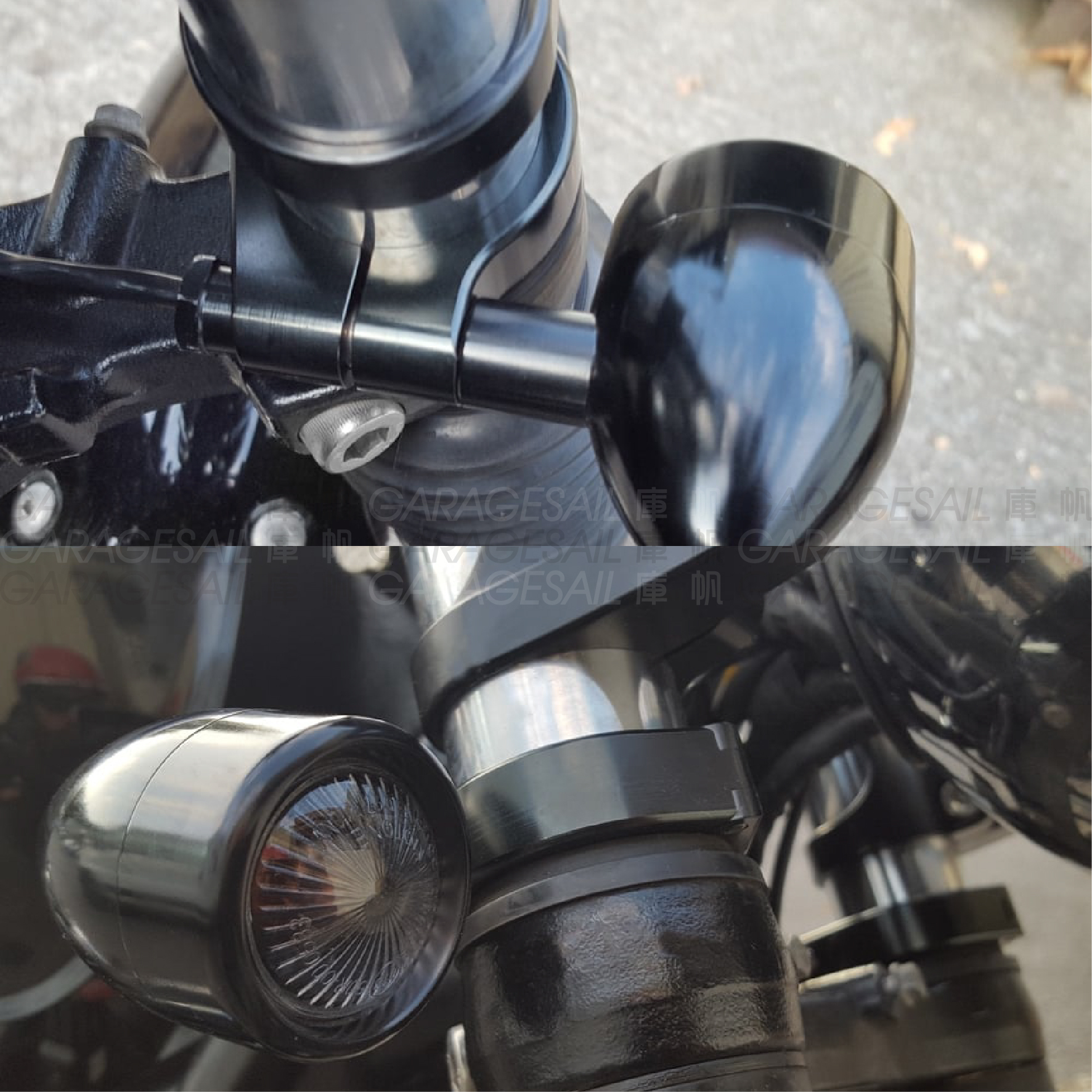 Motone 前方向燈 夾具 - 黑 (10mm)