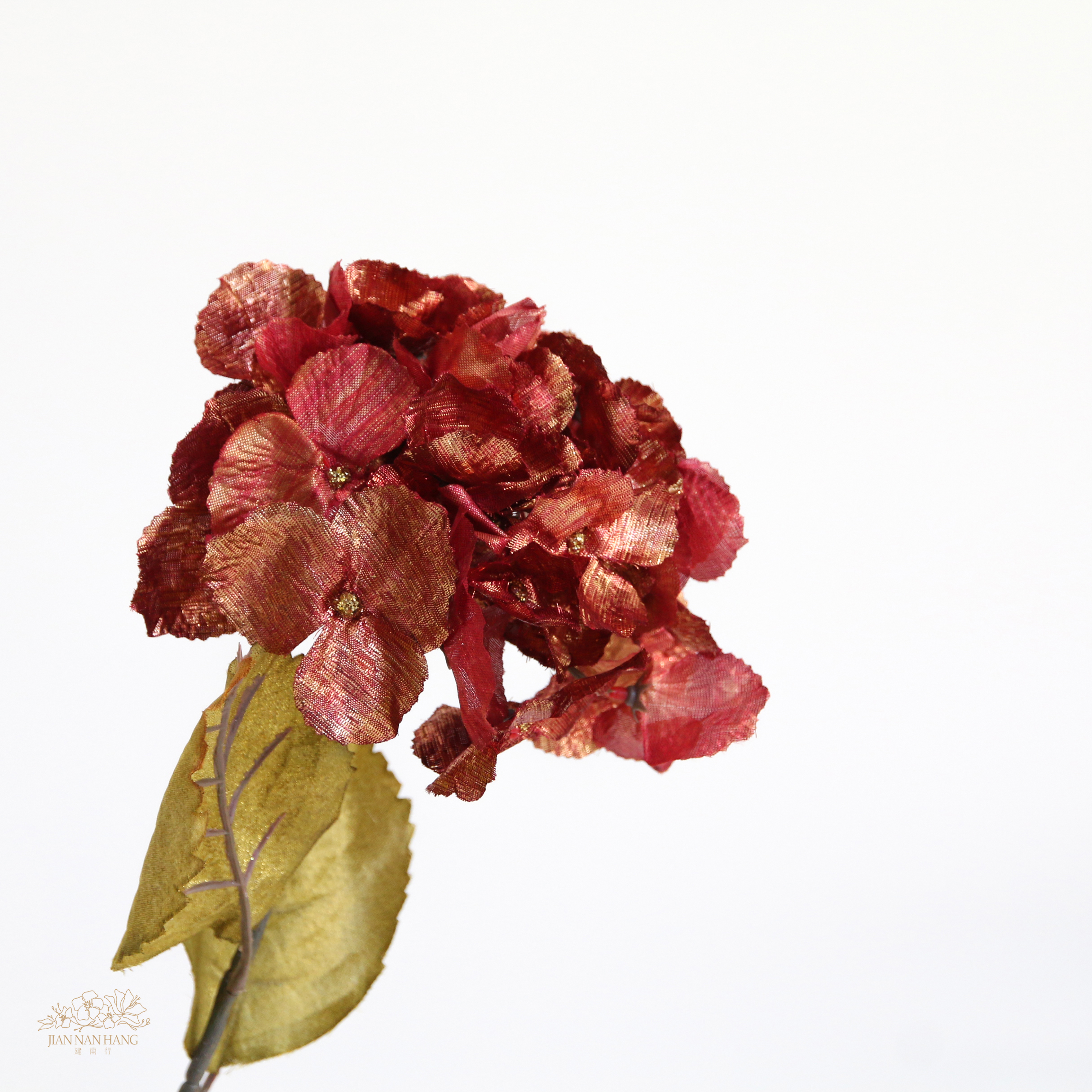 人造花  噴金繡球花 紅