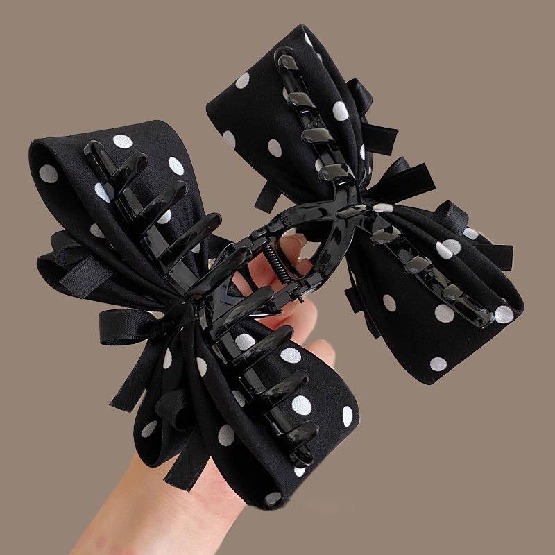 Vintage Polka Dot Bow Hair Claw Clip