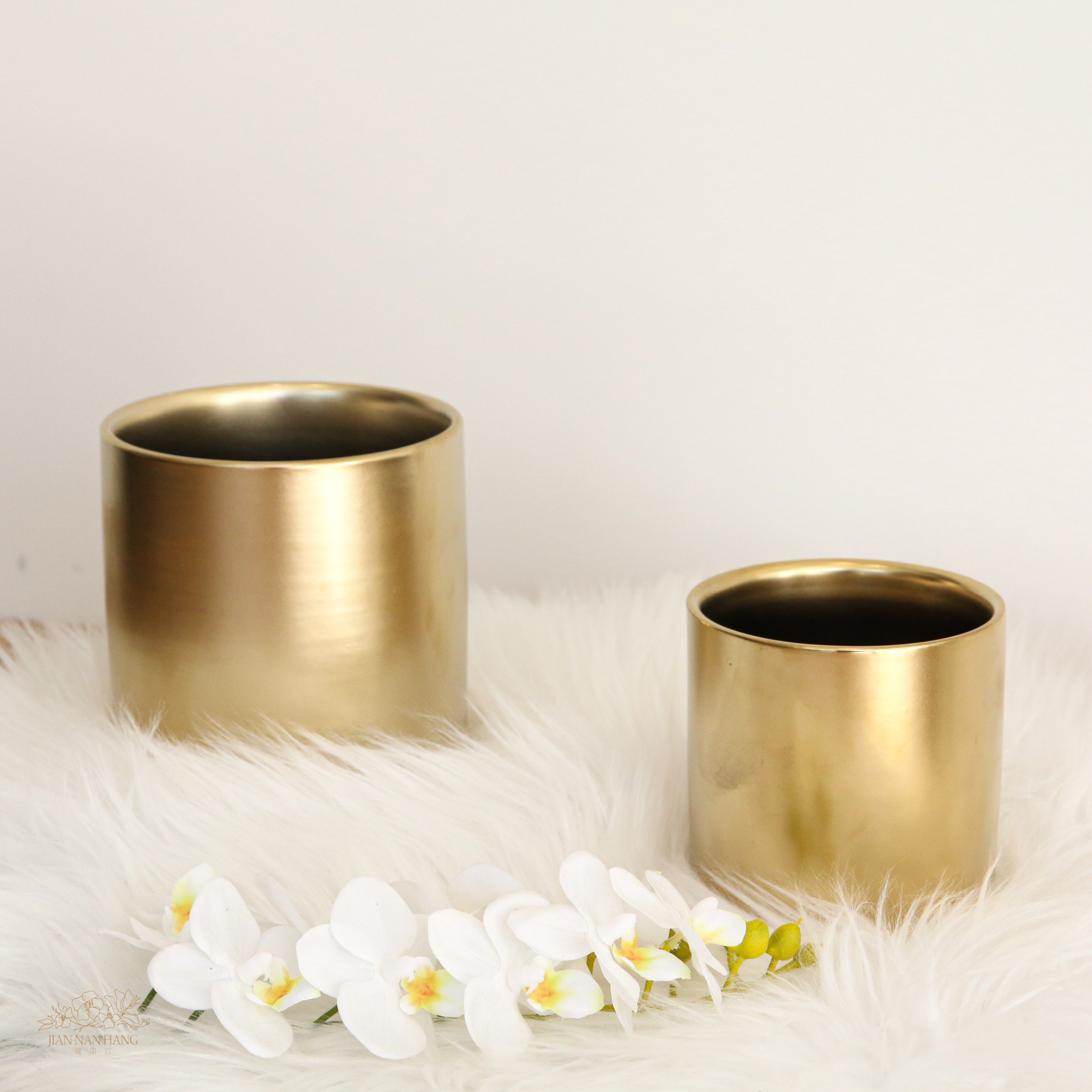 陶瓷花器 直筒 霧金 2尺寸