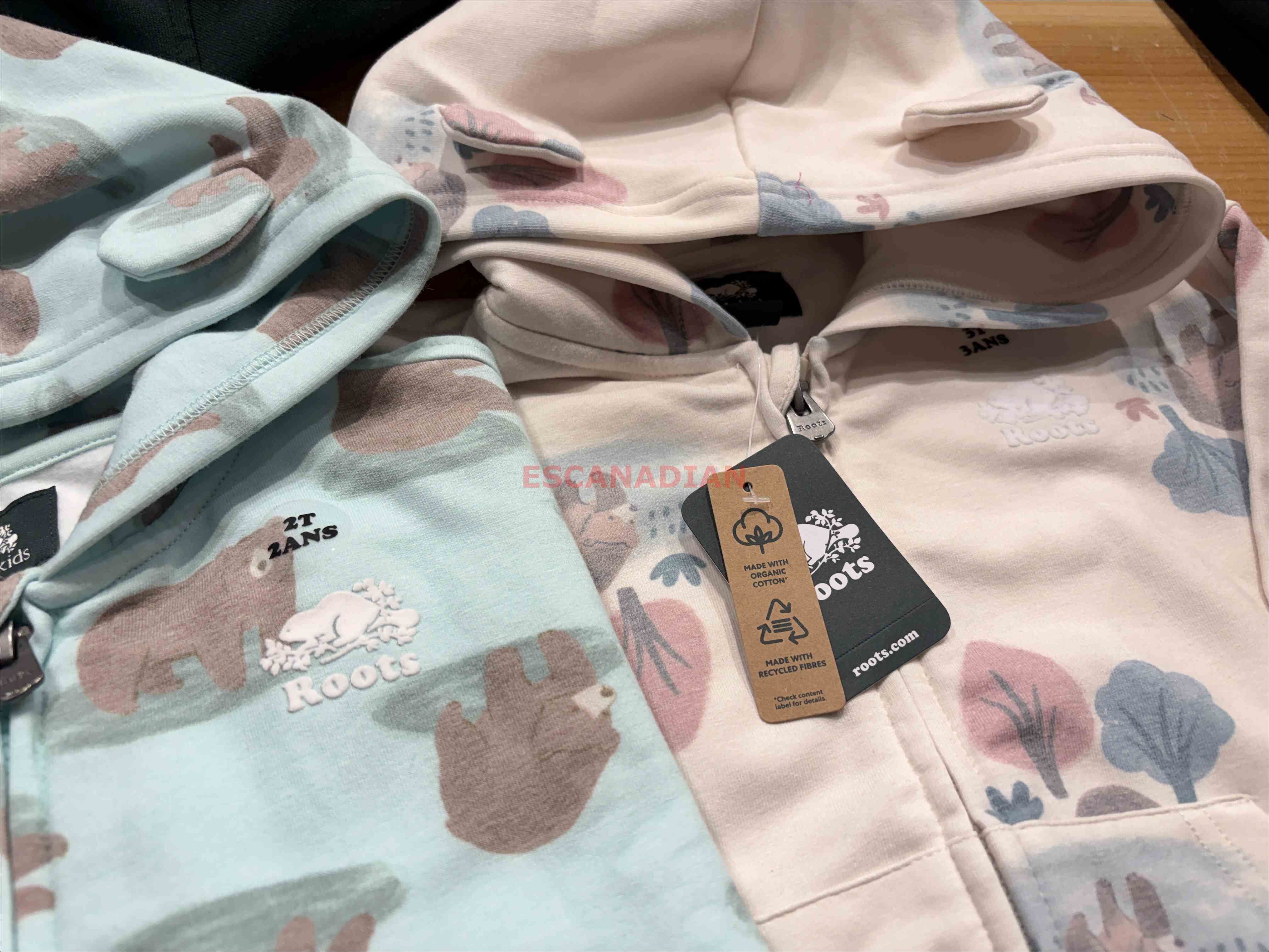 ROOTS 小童/baby 動物系列 細緻棉刷毛 熊耳造型 滿版 連帽外套 (2色)