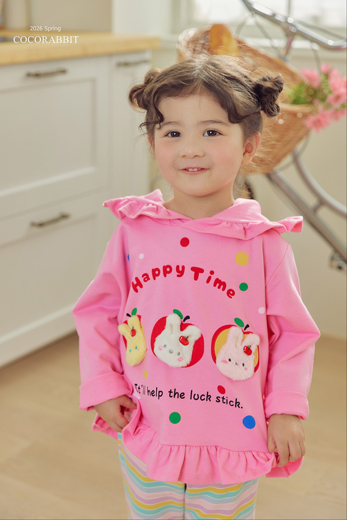 正韓春Coco Rabbit 兩色兔兔連帽花邊上衣