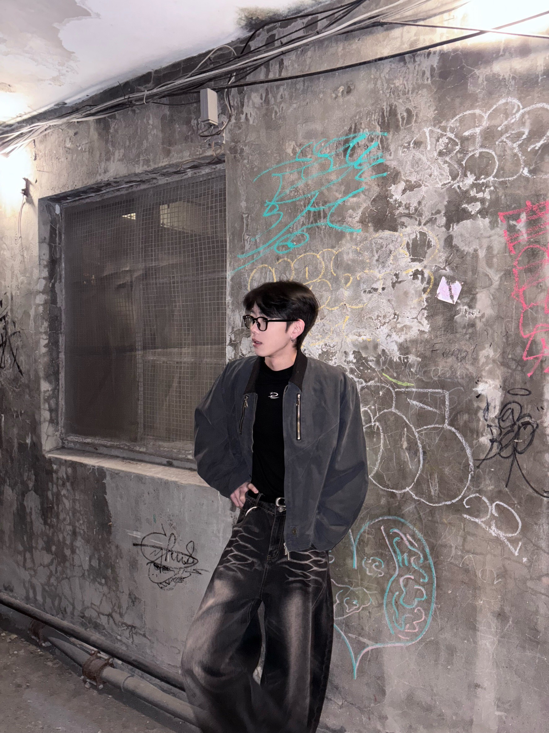 (GOAL) ECHO 工作外套 短寬版型 格紋 解構 鯊魚鰭 外套 ECH-061