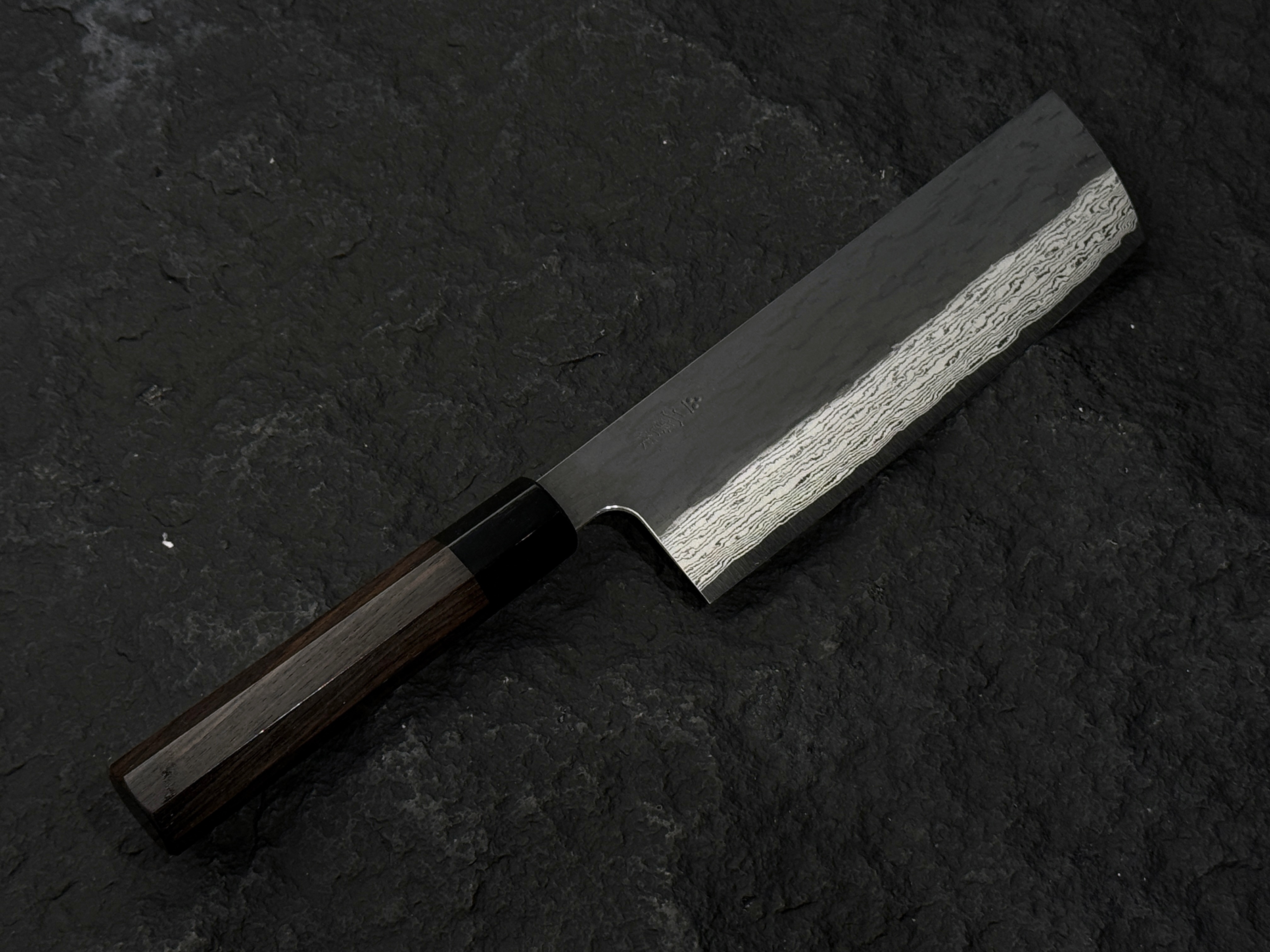 二唐刃物 VG XEOS 黑打 槌目 墨流 菜切