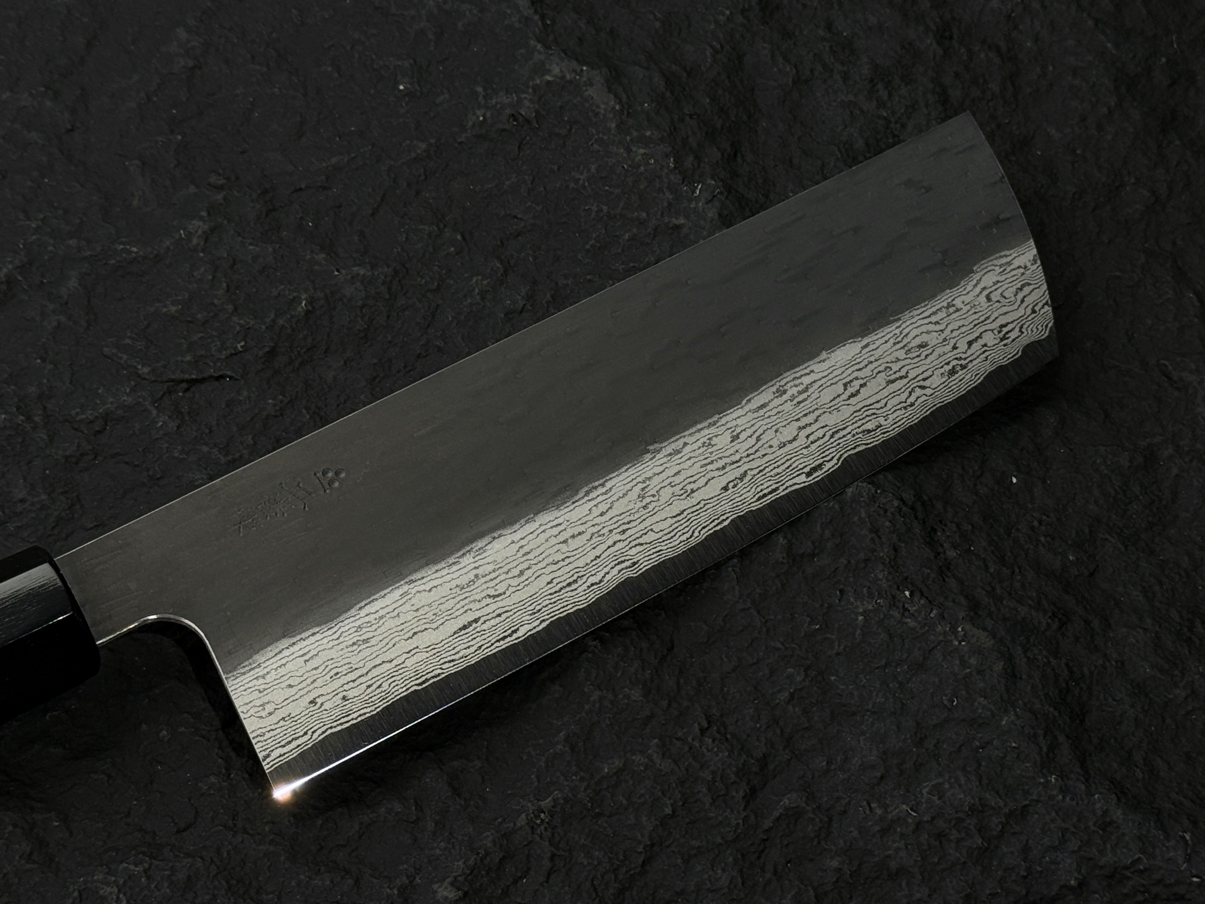 二唐刃物 VG XEOS 黑打 槌目 墨流 菜切