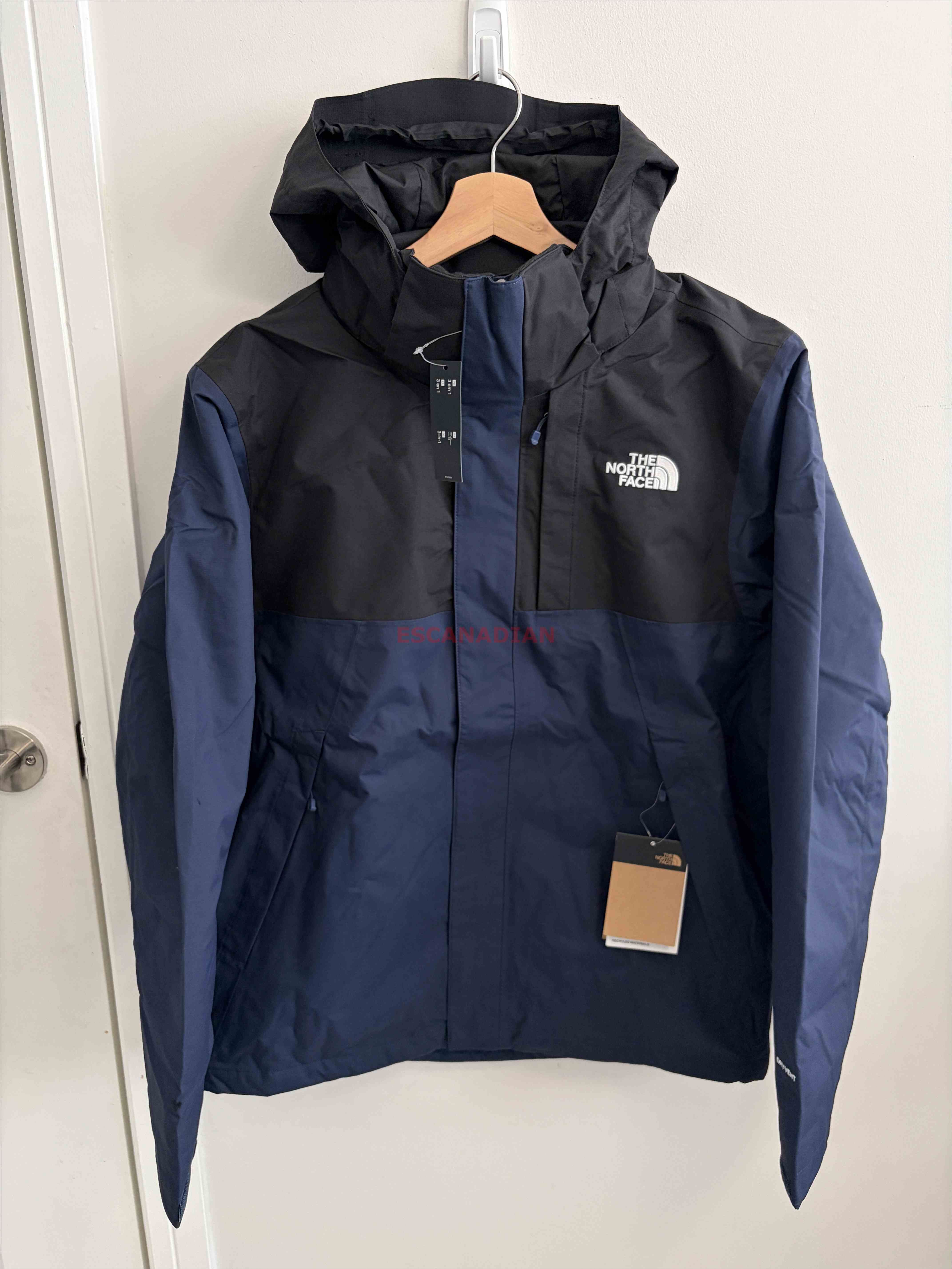 THE NORTH FACE 男大人 三合一 刺繡小標 發熱棉內裡  防風 防水 連帽外套 (帽子可拆/內裡可單穿)