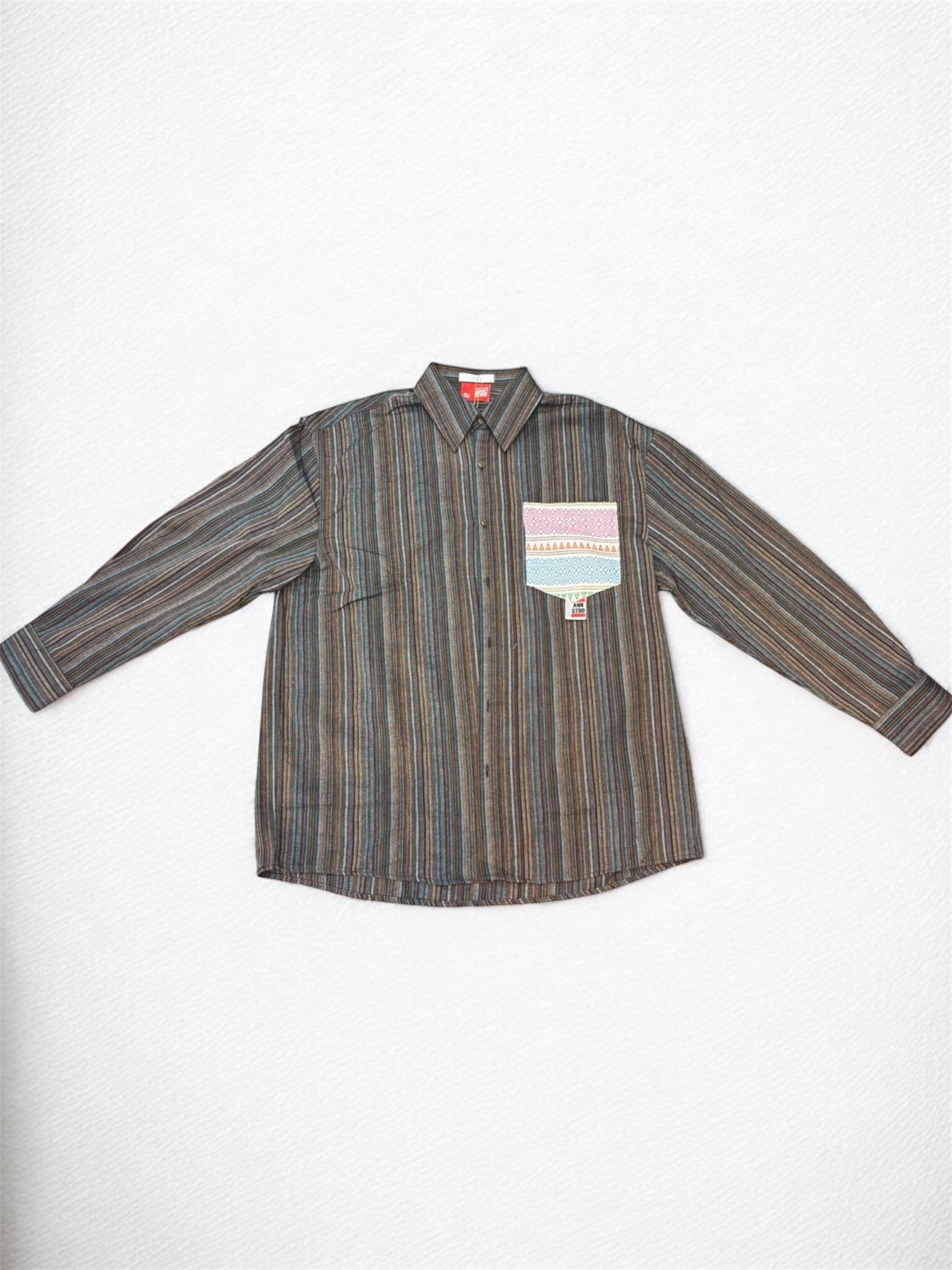 Annstudio / 古著風拼接薄襯衫