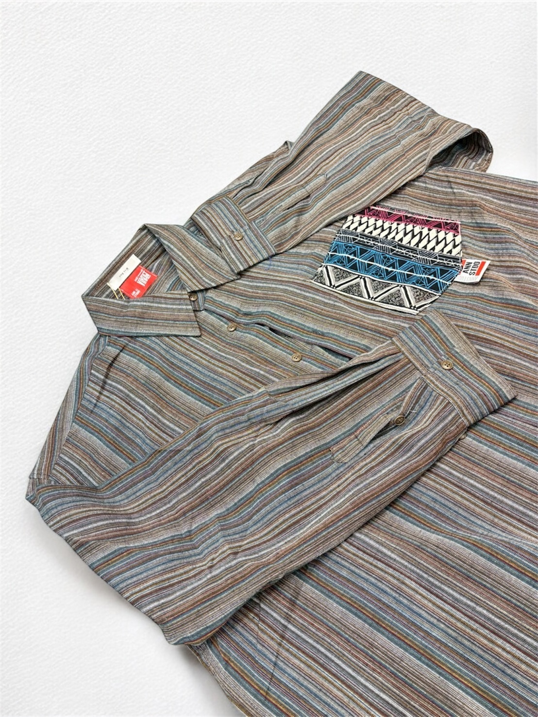 Annstudio / 古著風拼接薄襯衫