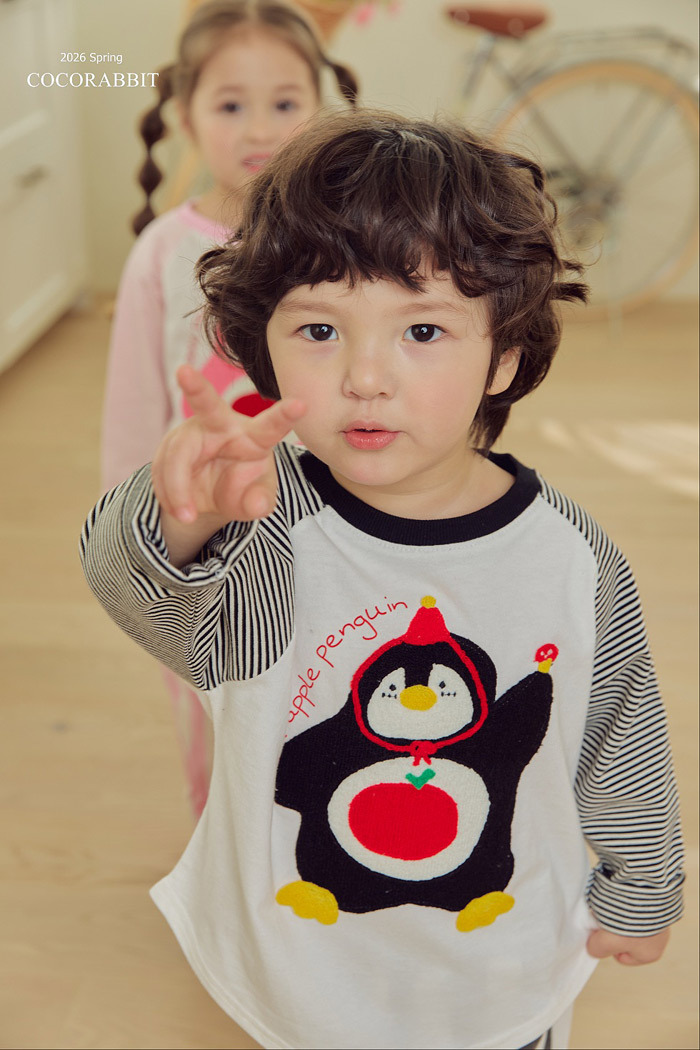 正韓春Coco Rabbit 兩色企鵝條紋袖上衣