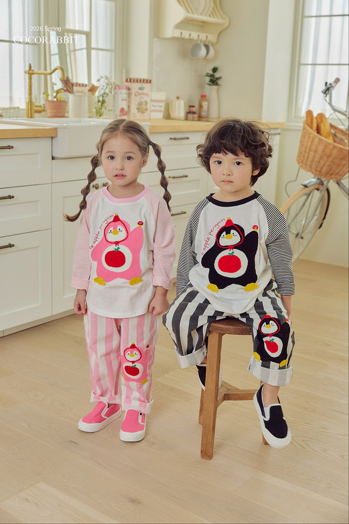 正韓春Coco Rabbit 兩色企鵝條紋袖上衣