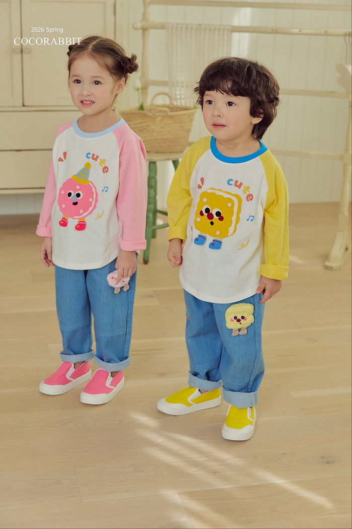 正韓春Coco Rabbit 兩色餅乾拼袖上衣