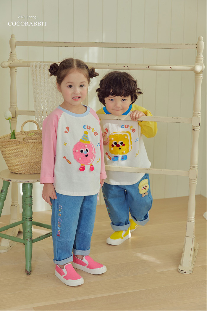 正韓春Coco Rabbit 兩色餅乾拼袖上衣