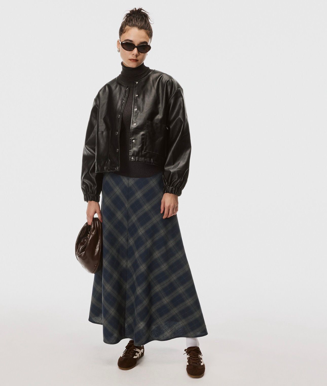 【預購】JN0124105 COCA 英倫風復古格紋長裙