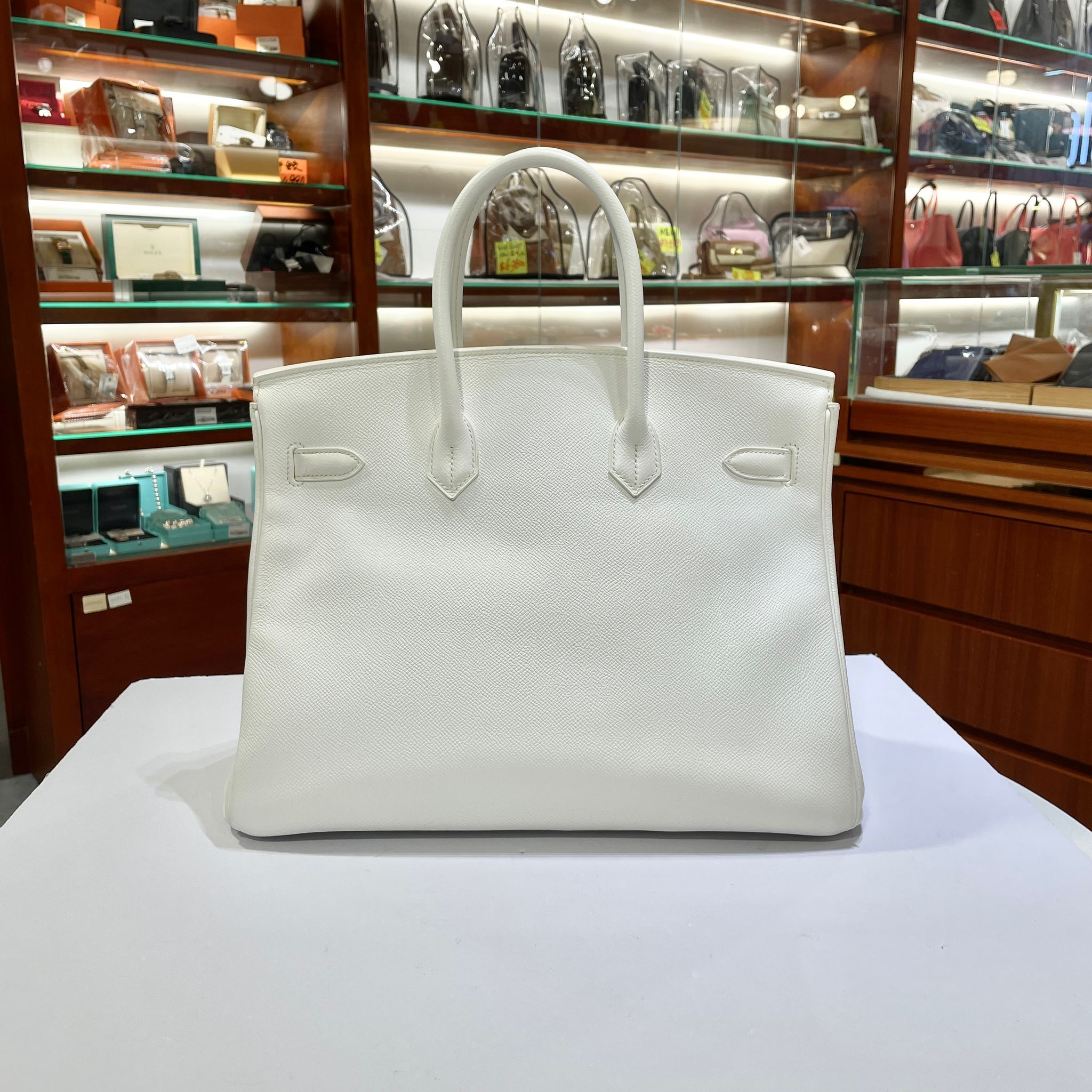 95%NEW二手BIRKIN 35 Q刻 BLANC EPSOM PHW 純白色銀扣 #鉑金包 #B35 #香榭站正品
