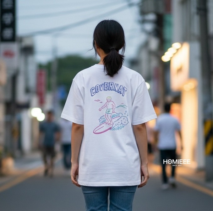 Covernat 短袖 衝浪 海島 塗鴉 深藍 白色 男女可穿 [CO1804SL20]